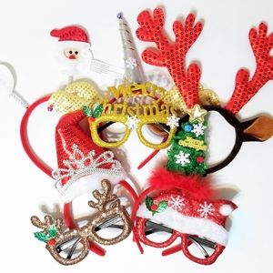 Novelty Merry Christmas Headbands Eyeglasses Antlers Antennas Holiday Party New